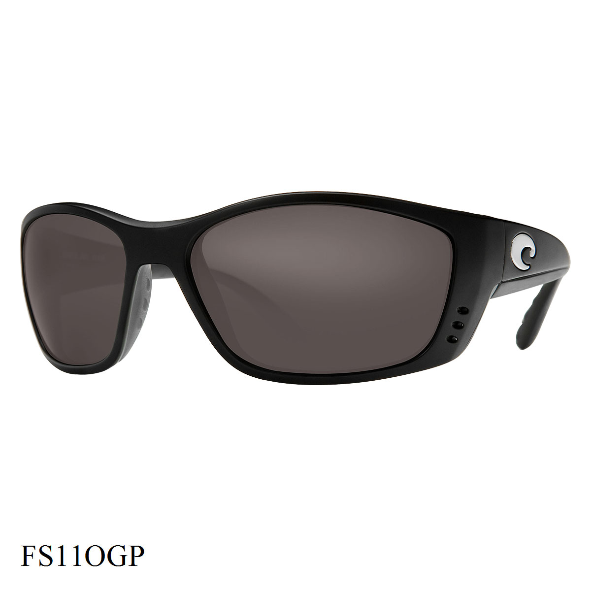 Costa Del Mar Fisch Sunglasses Black Frame Grey Lenses