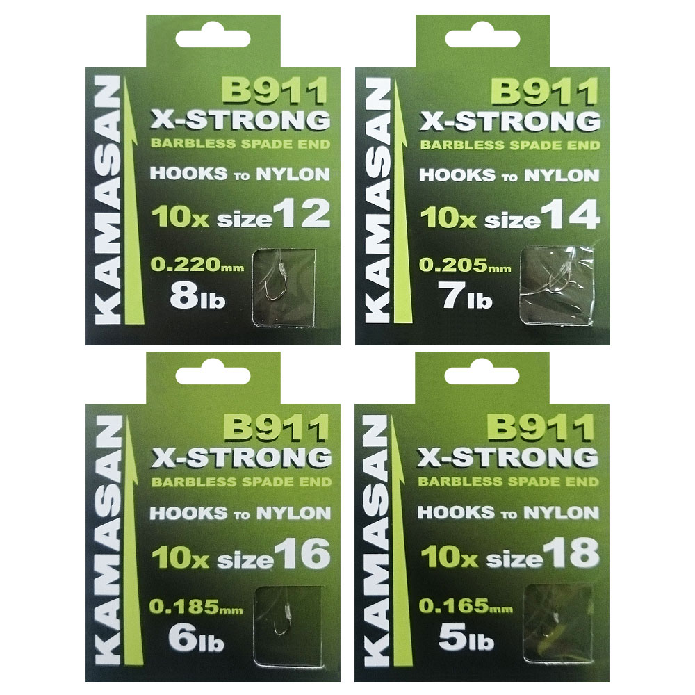 Kamasan B911XS Hooks To Nylon Sizes