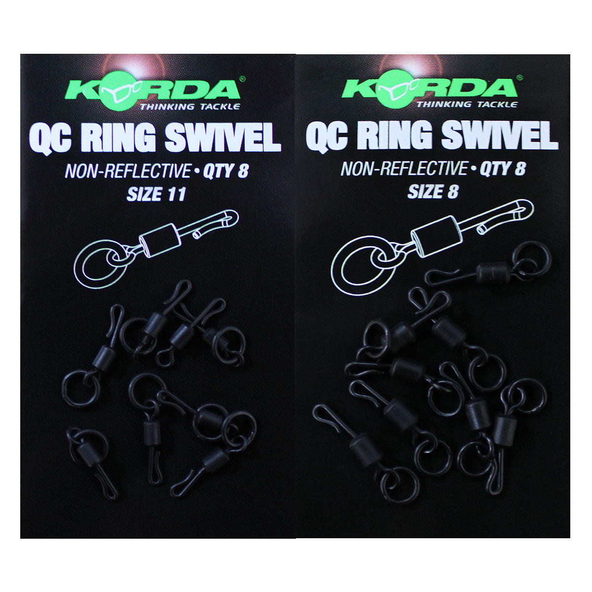 Korda QC Ring Fishing Swivel Size 11 and 8