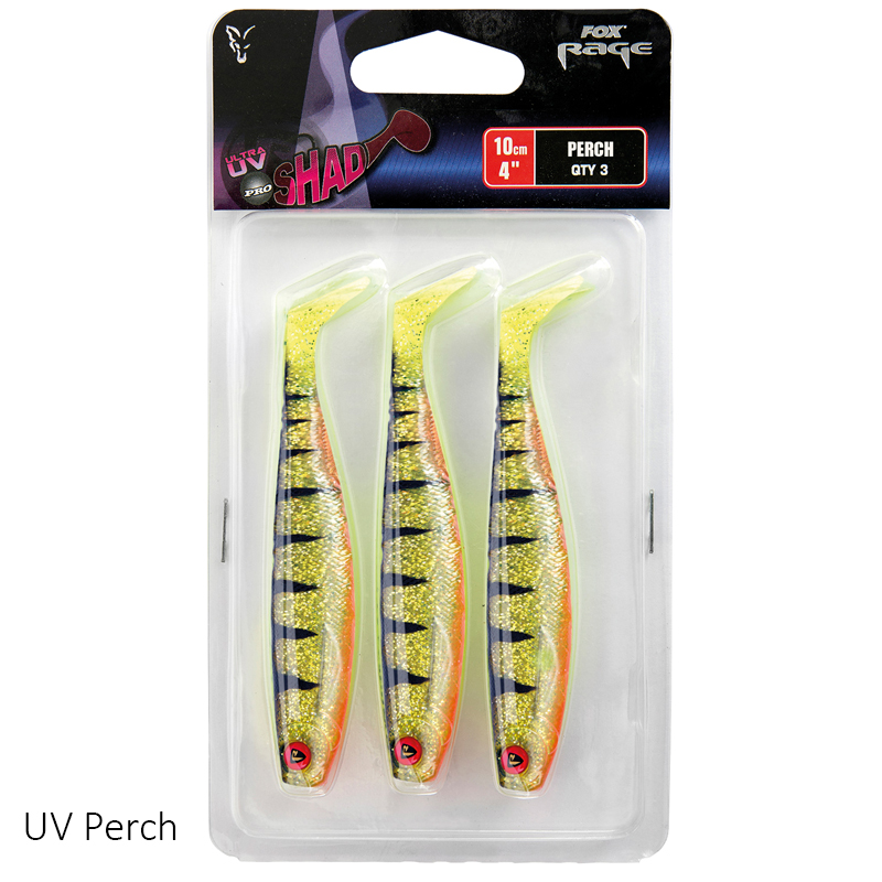 Fox Rage Pro Shad Lures 10cm UV Perch