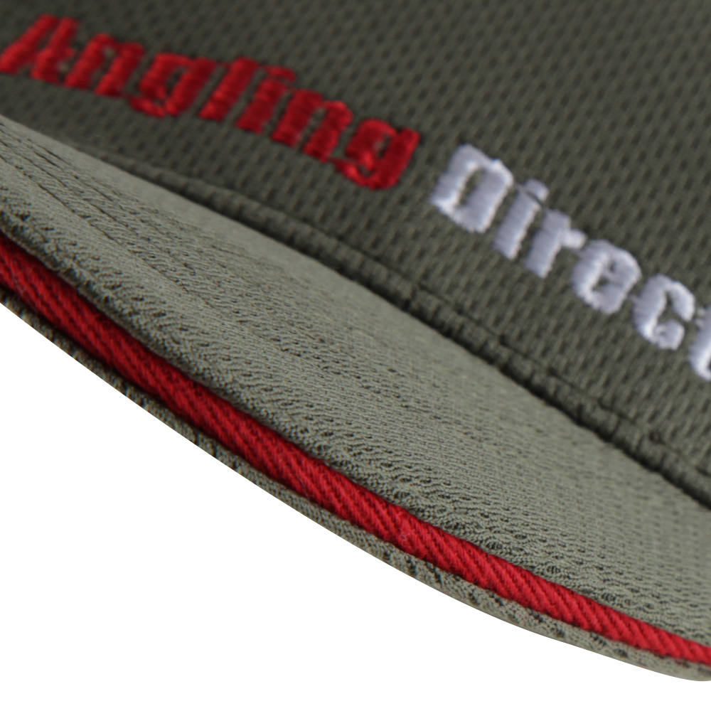 AD Fishing Baseball Caps Olive & Red Close Up Peak