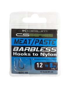 Korum Meat/Paste Barbless Hooks to Nylon