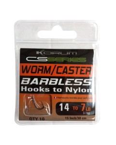 Korum Worm/Caster Barbless Hooks to Nylon