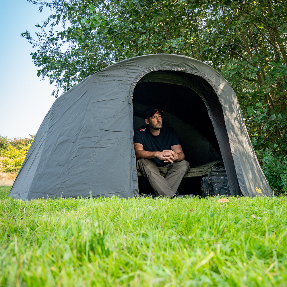 Solar Bankmaster Twin Rib 1 Man Bivvy Overwrap In Use