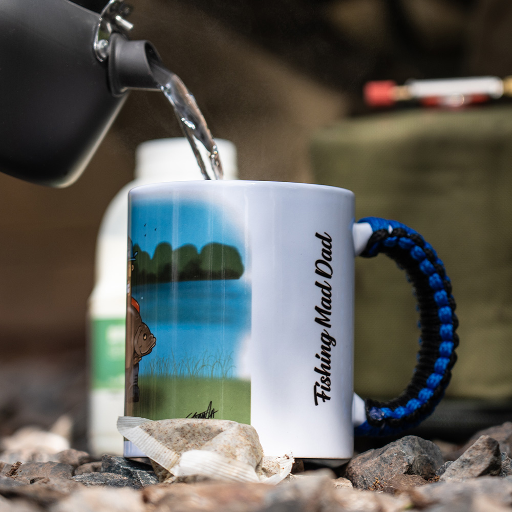 Paracord Blue Handle Mug Fishing Mad Dad In Use 2