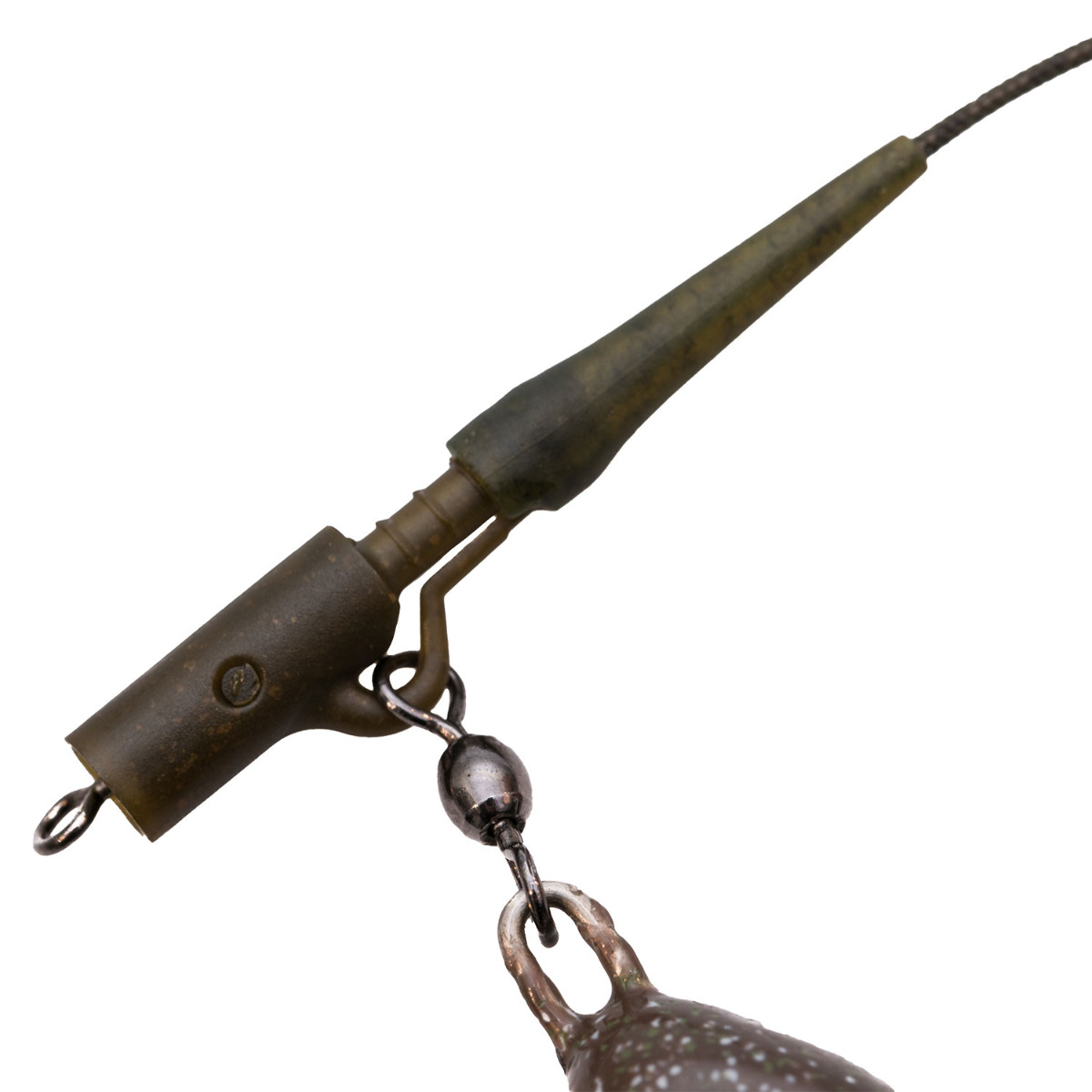 ESP Adjustable Fishing Lead Clip Green In Use 1