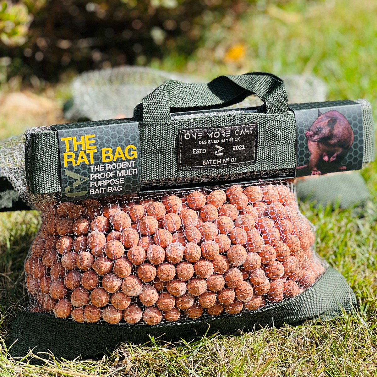 One More Cast rat bag, with boilies in bag