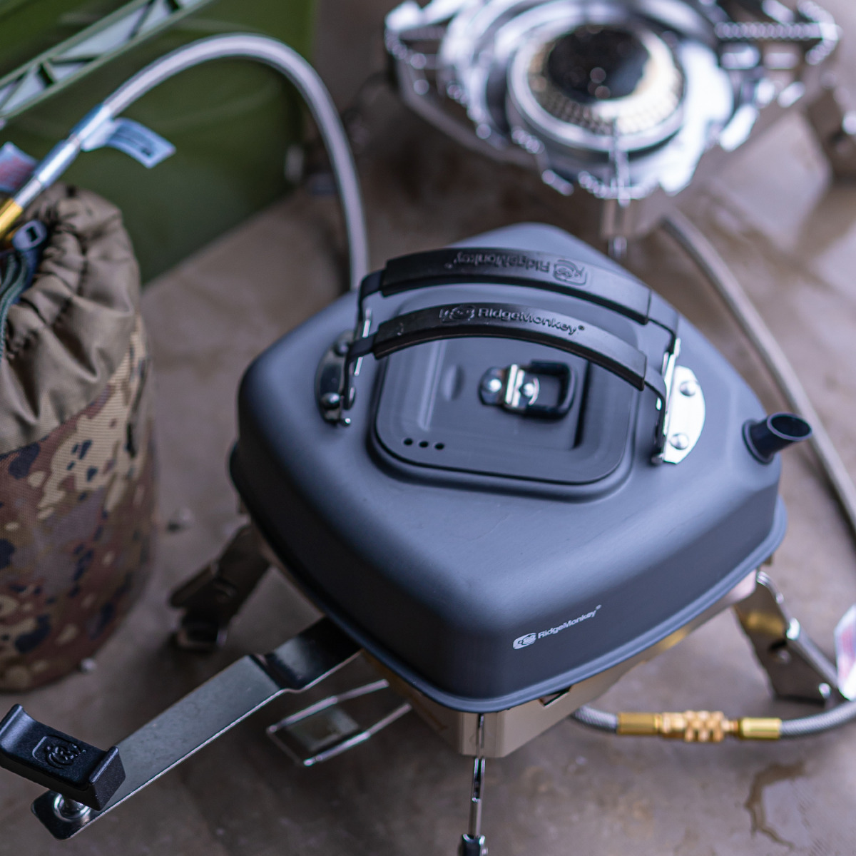 RidgeMonkey Square Fishing Kettle In Use 3