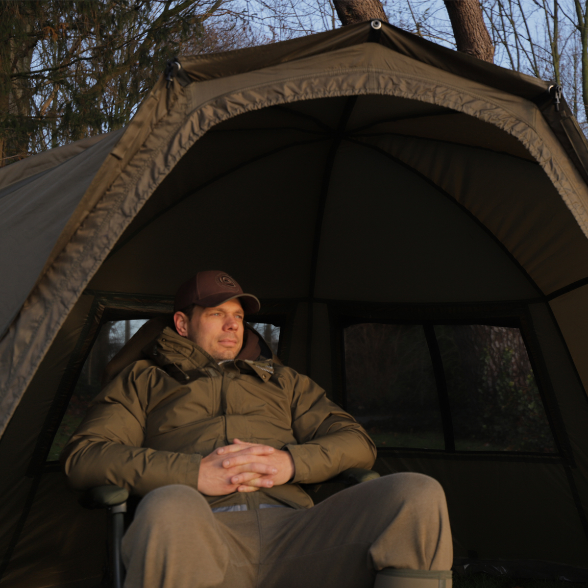 Trakker Tempest Fishing Brolly 100T In Use  6