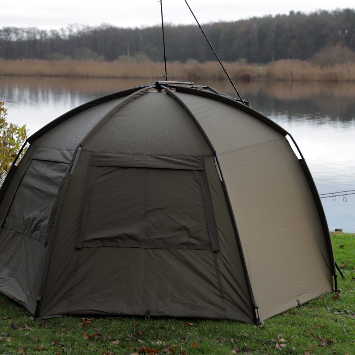 Trakker Tempest Fishing Brolly 100T In Use  4