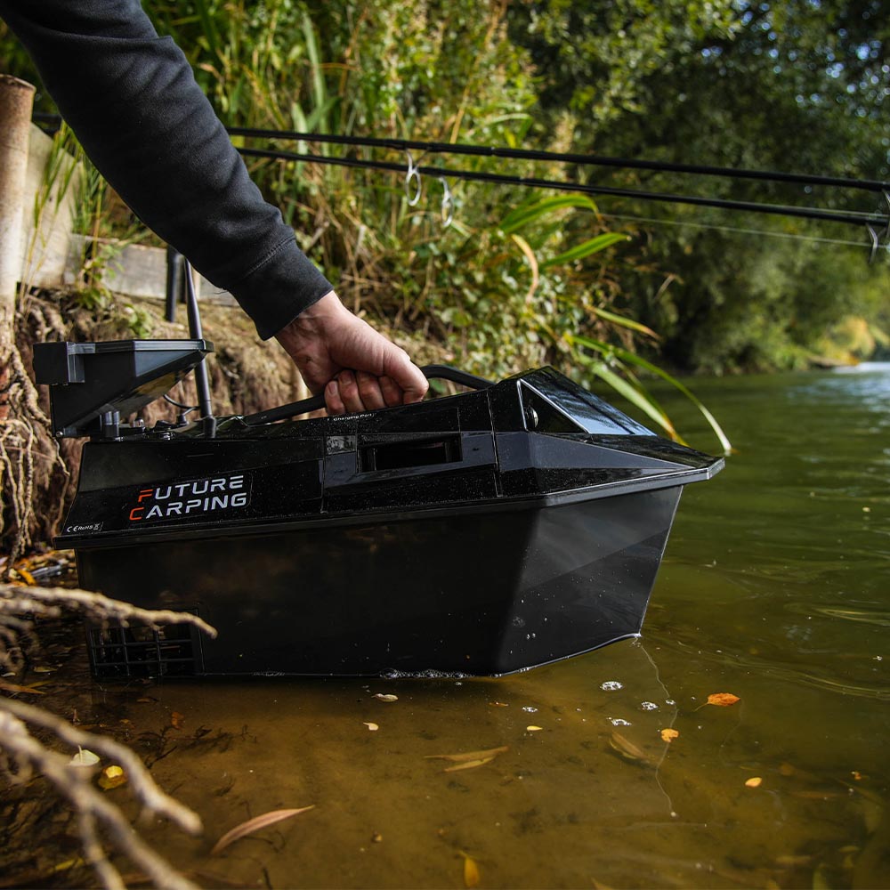 Future Carping V70 Black Fishing Bait Boat In Use 8