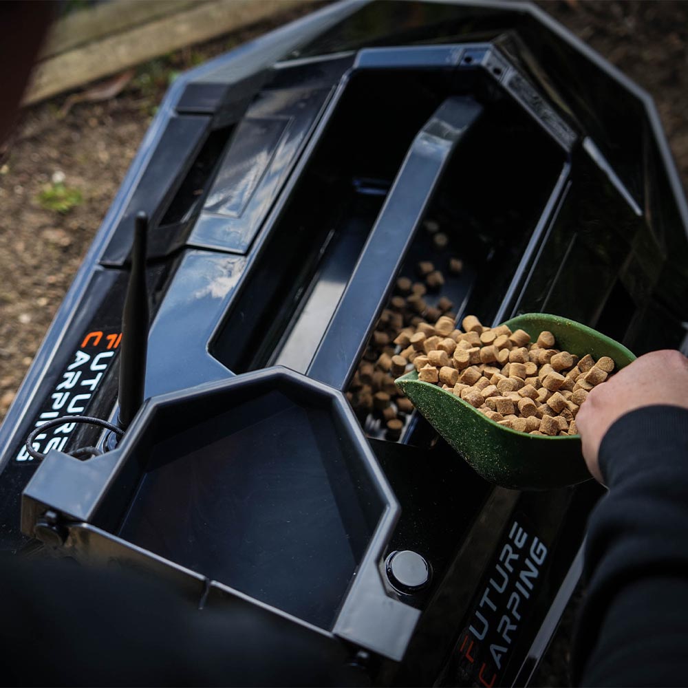 Future Carping V70 Black Fishing Bait Boat In Use 1